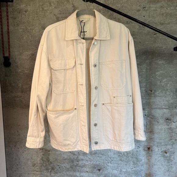 100% Cotton Pull & Bear cream cotton jacket with a relaxed fit size S - Picture 1 of 5